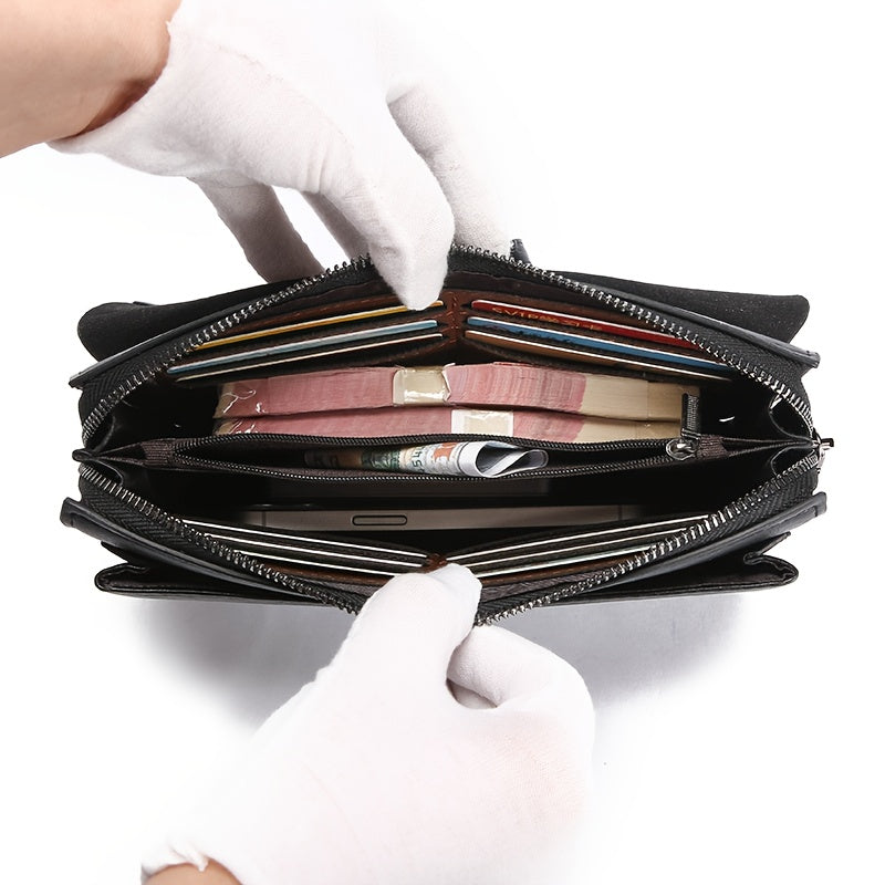 Portefeuille homme pochette 23 cm, deux rangées de cartes