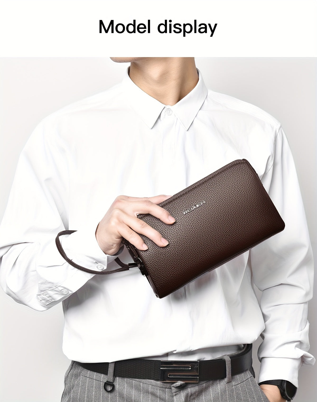 Portefeuille homme pochette zippée à cadenas et 12 fentes