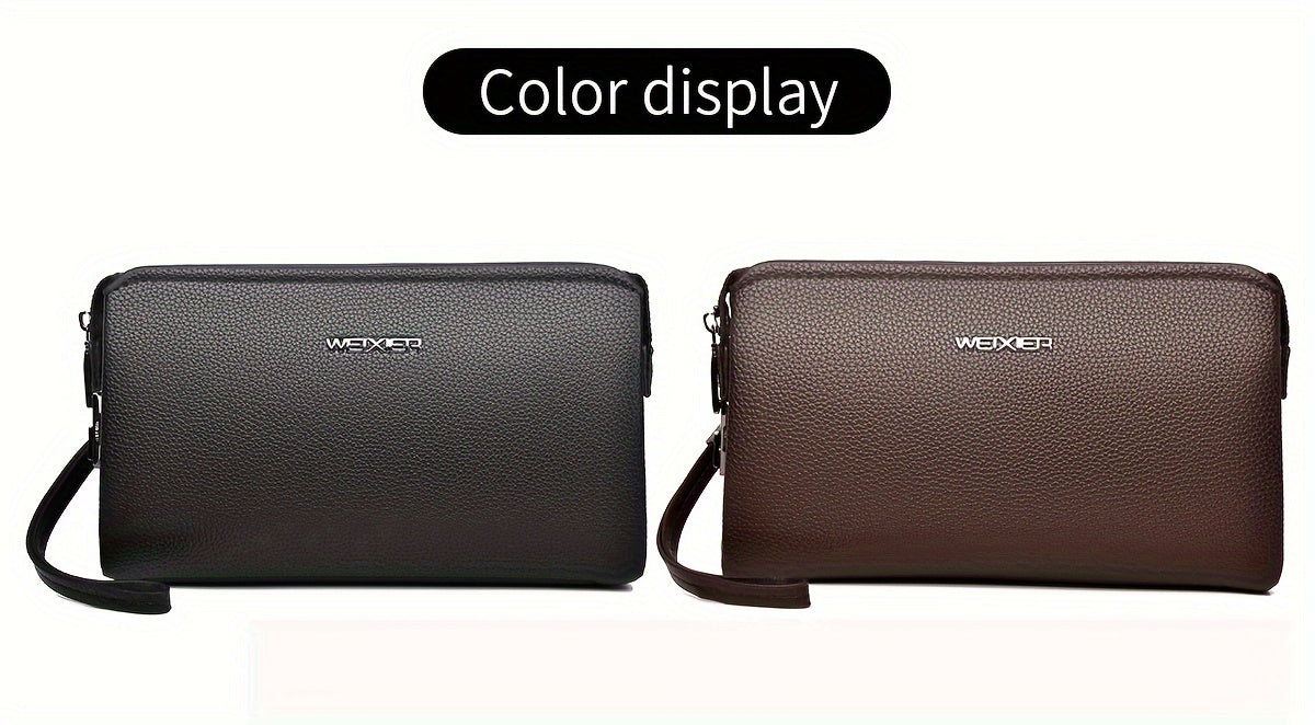 Portefeuille homme pochette zippée à cadenas et 12 fentes