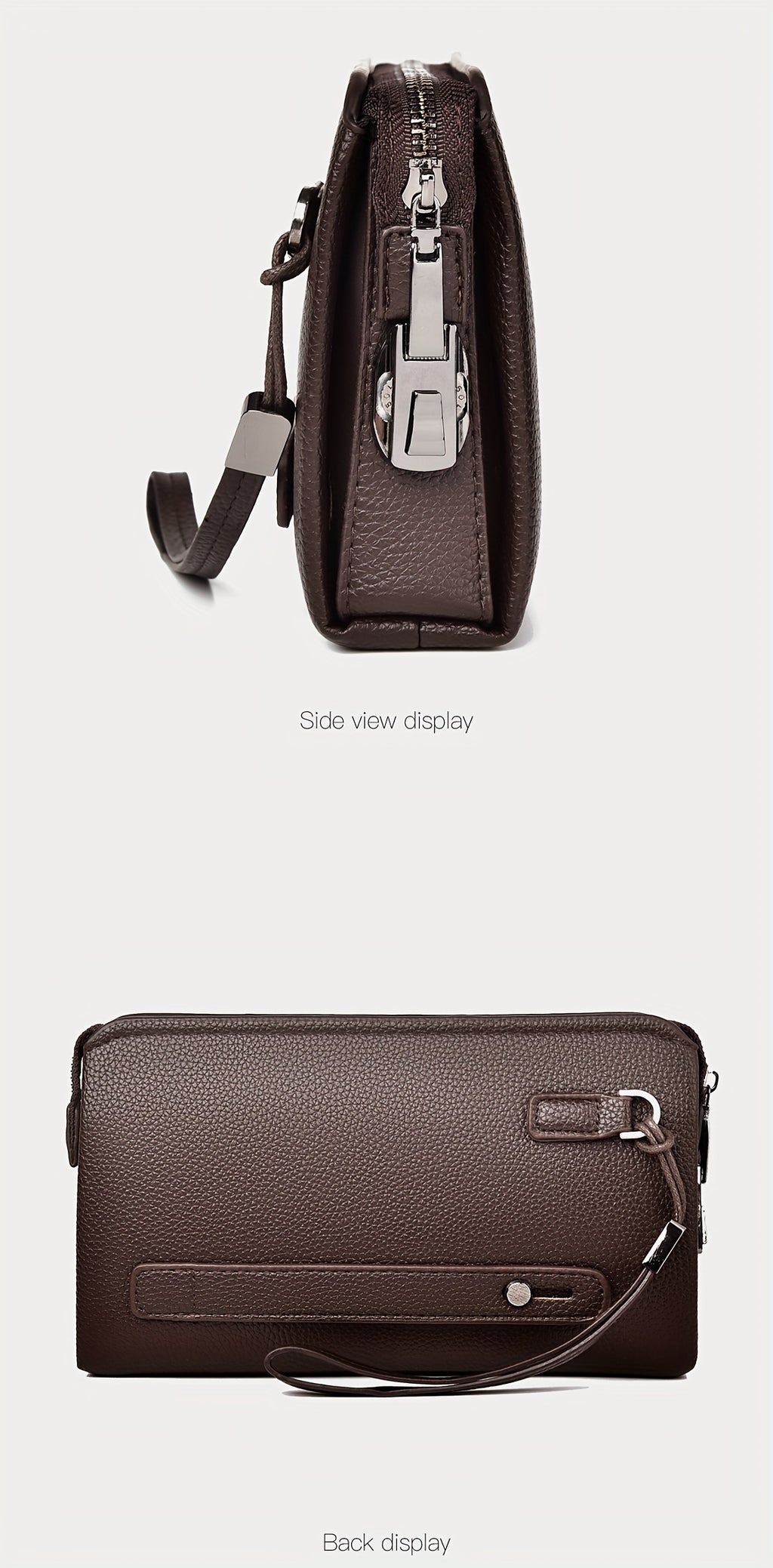 Portefeuille homme pochette zippée à cadenas et 12 fentes
