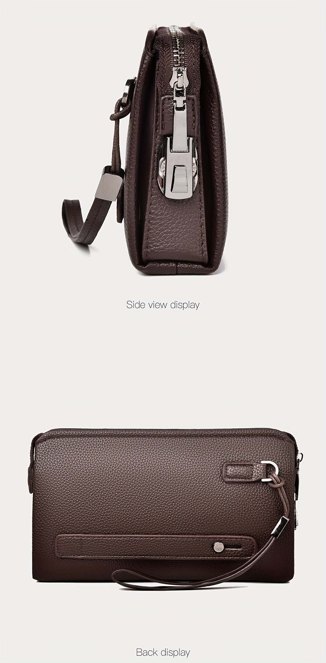 Portefeuille homme pochette zippée à cadenas et 12 fentes