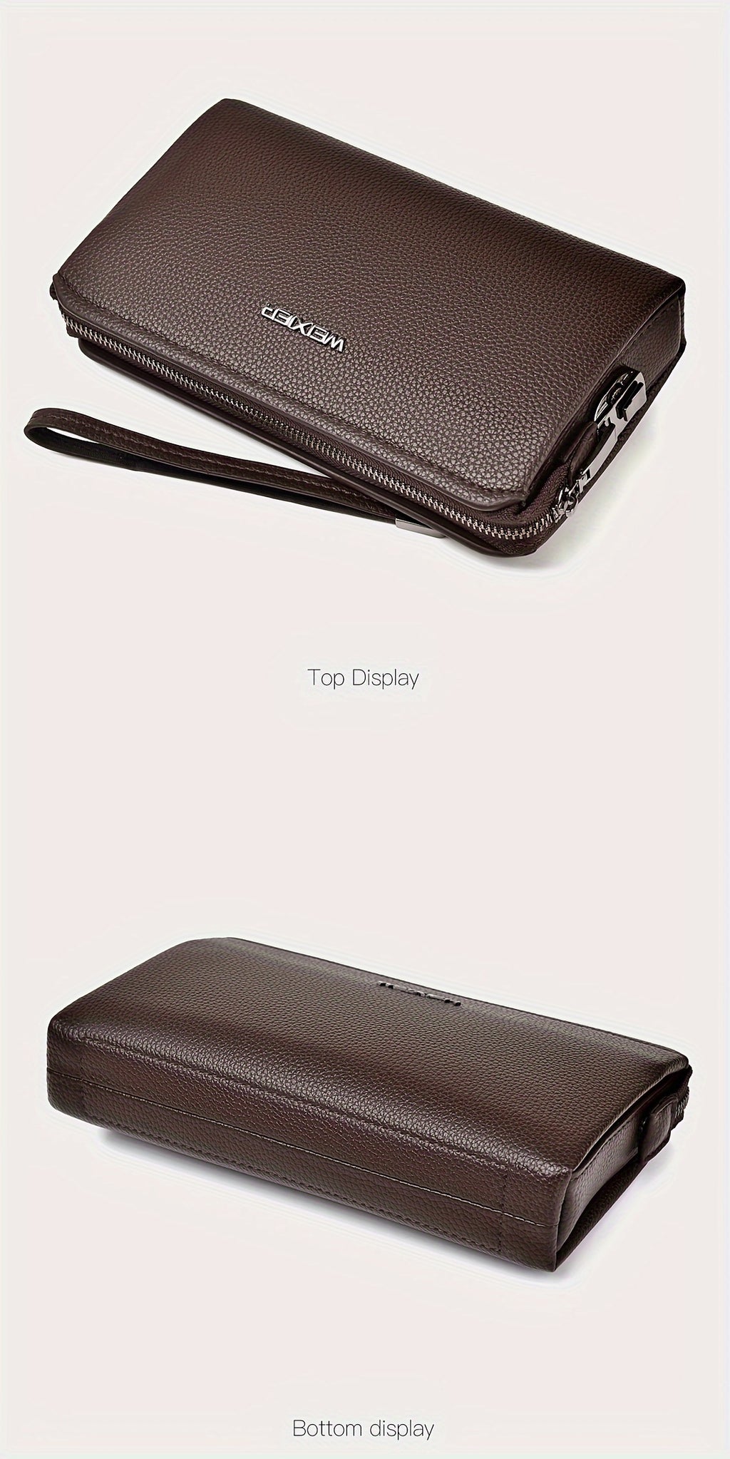 Portefeuille homme pochette zippée à cadenas et 12 fentes
