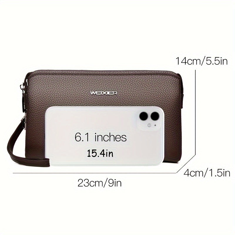 Portefeuille homme pochette zippée à cadenas et 12 fentes
