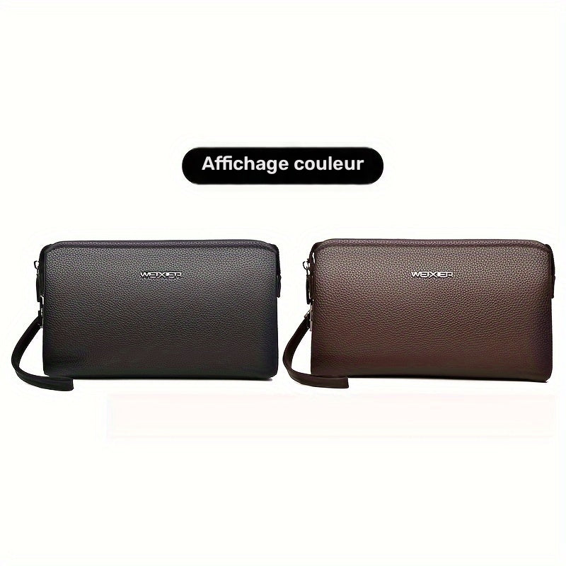 Portefeuille homme pochette zippée à cadenas et 12 fentes