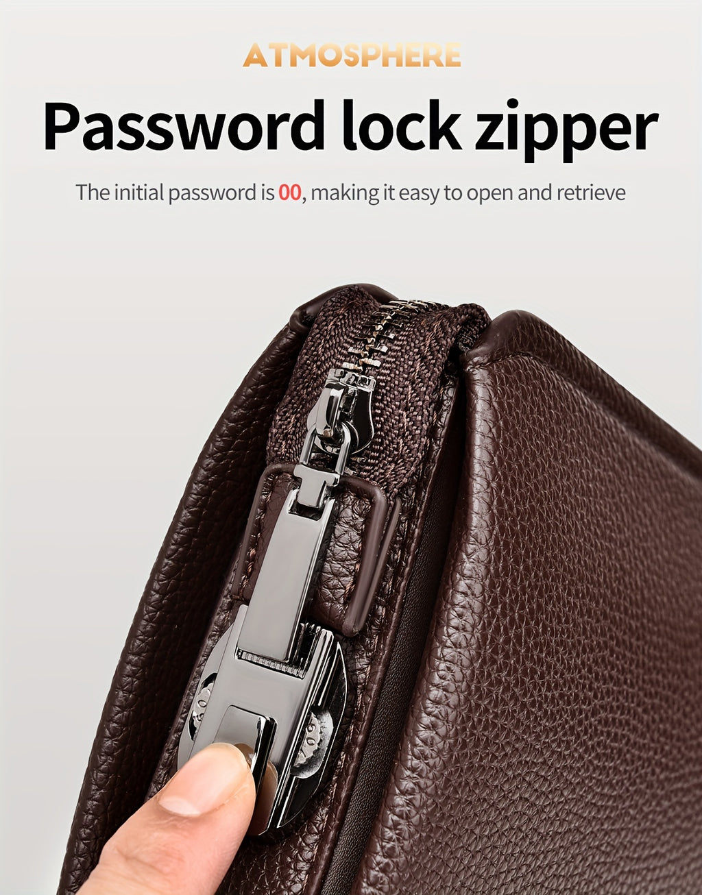 Portefeuille homme pochette zippée à cadenas et 12 fentes