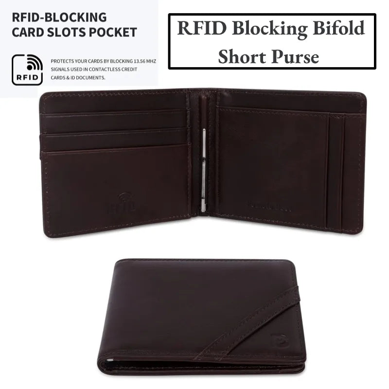 Portefeuille bifold en cuir de grain supérieur avec protection RFID — photo 5
