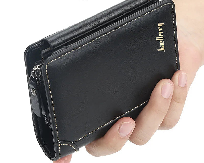 Portefeuille homme en cuir PU compact avec zip et porte-cartes multifonction élégant — photo 1