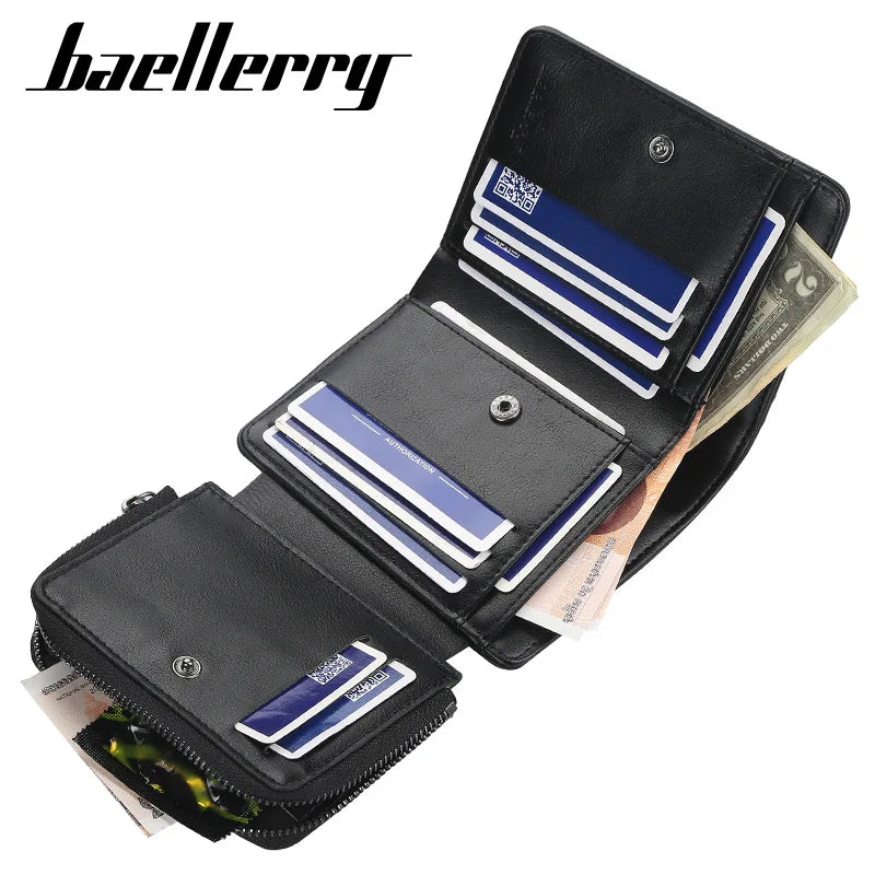 Portefeuille homme en cuir PU compact avec zip et porte-cartes multifonction élégant — photo 2