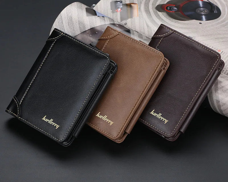 Portefeuille homme en cuir PU compact avec zip et porte-cartes multifonction élégant — photo 4