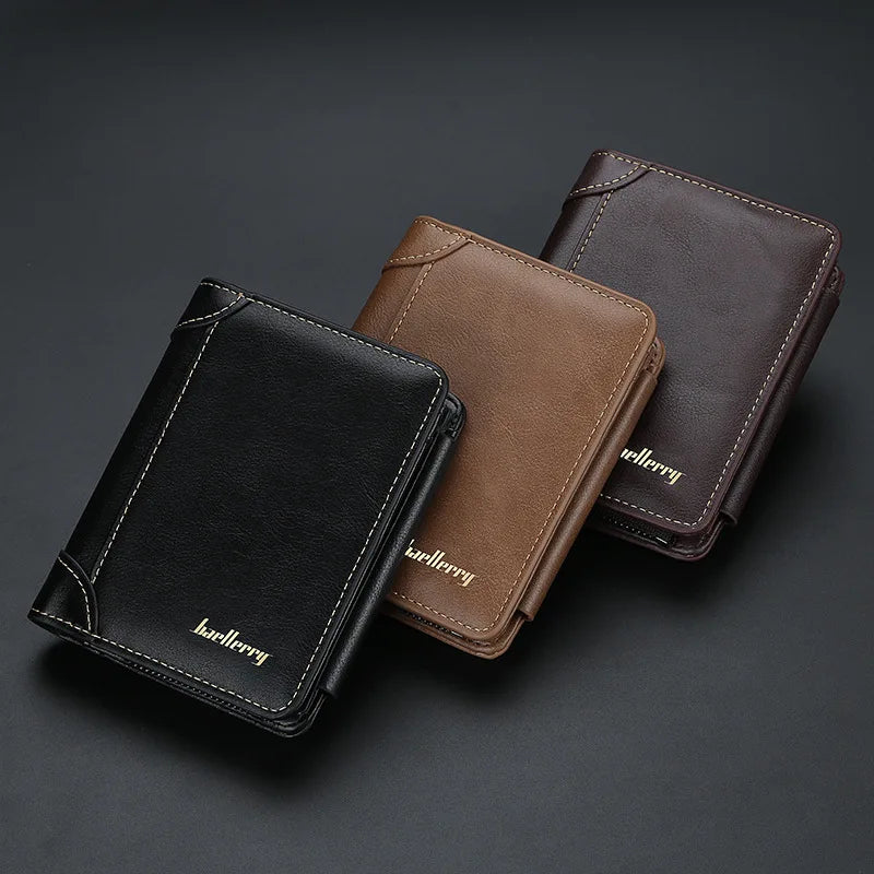 Portefeuille homme en cuir PU compact avec zip et porte-cartes multifonction élégant — photo 5