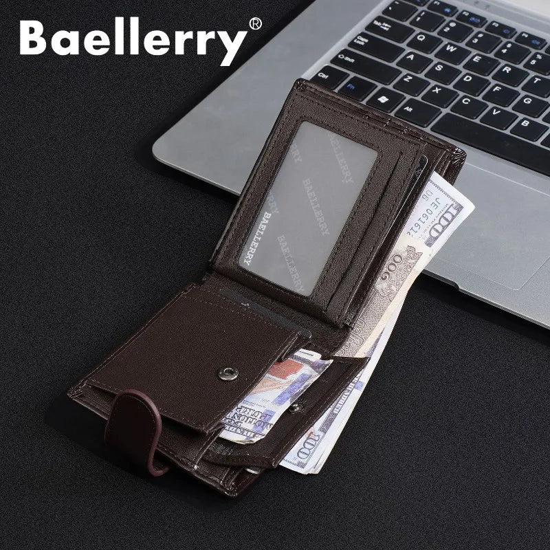 Portefeuille homme PU cuir zippé compact avec porte-cartes et porte-monnaie — photo 1