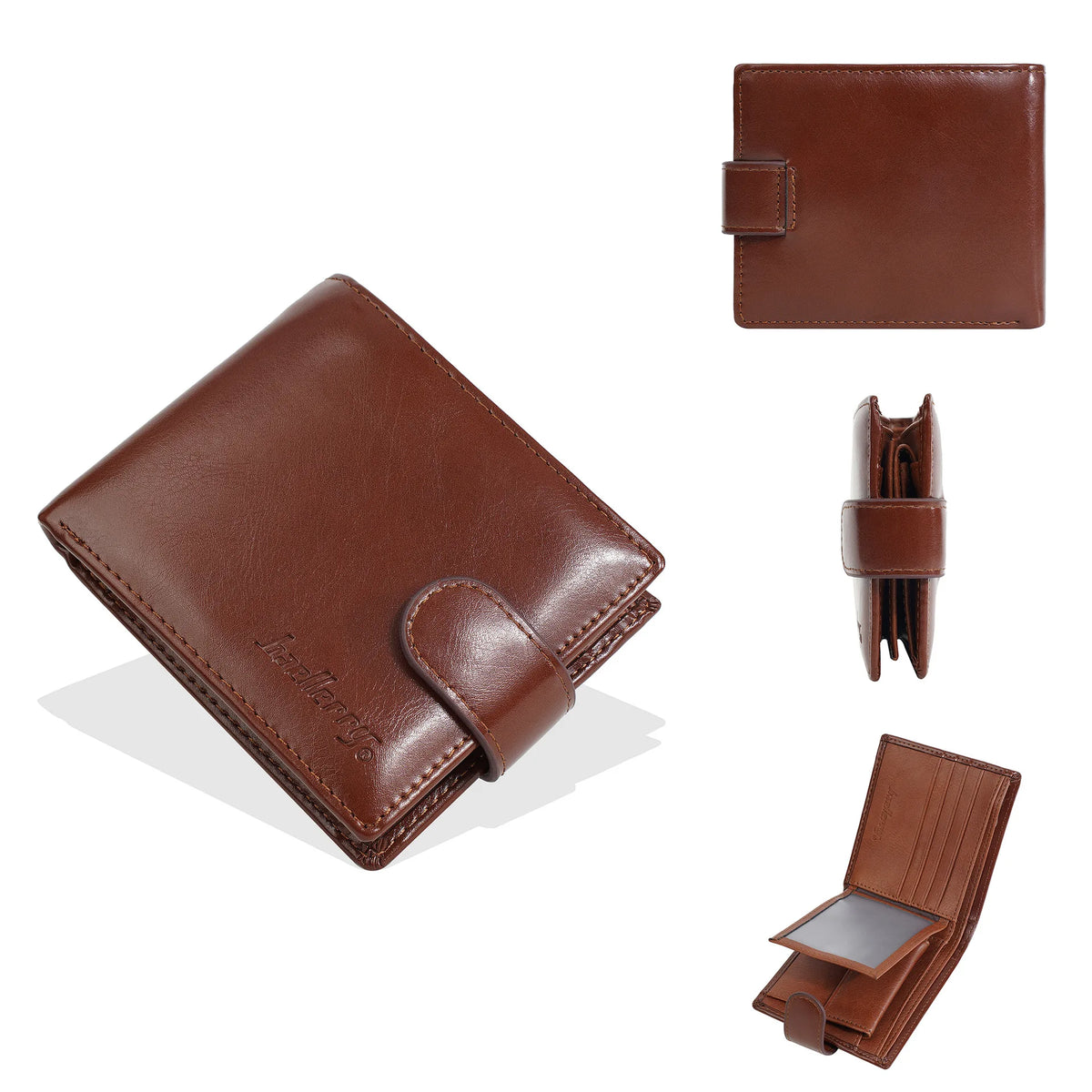 Portefeuille homme PU cuir zippé compact avec porte-cartes et porte-monnaie — photo 8