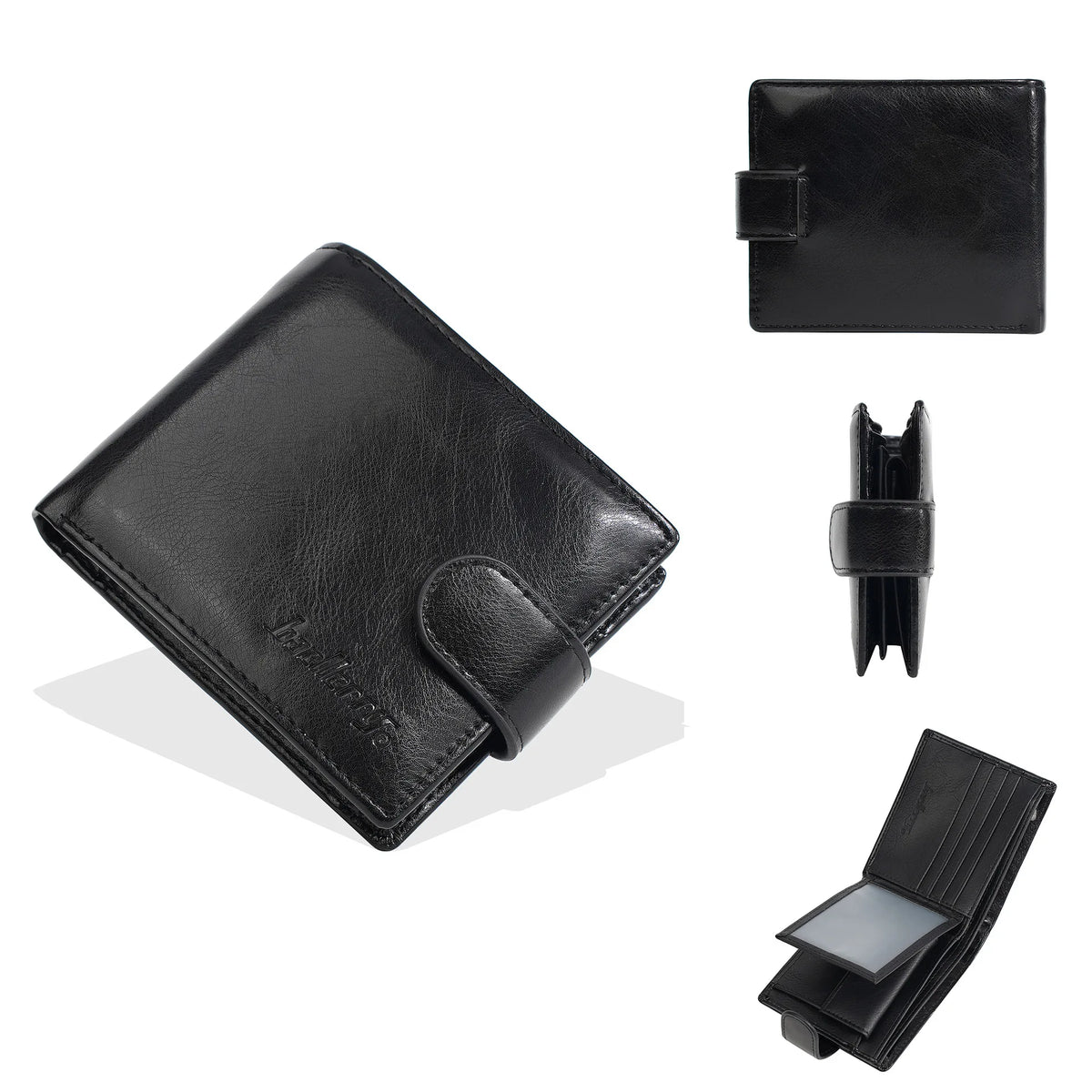 Portefeuille homme PU cuir zippé compact avec porte-cartes et porte-monnaie — photo 9
