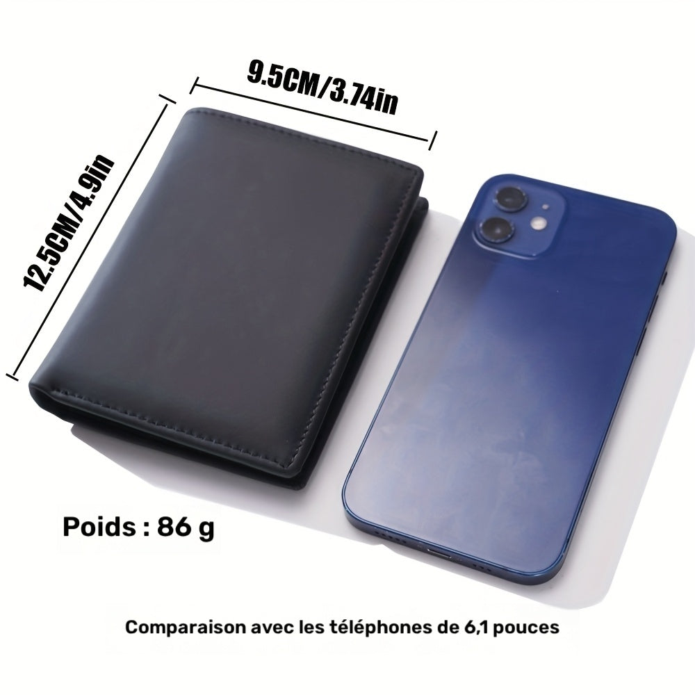 Portefeuille homme vertical, douze logements et 86 grammes