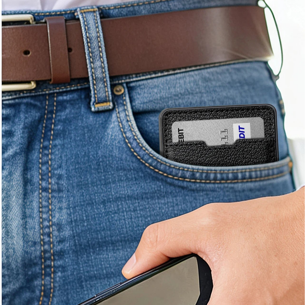 Portefeuille homme compact RFID en aluminium et cuir PU avec porte-cartes automatique — photo 2
