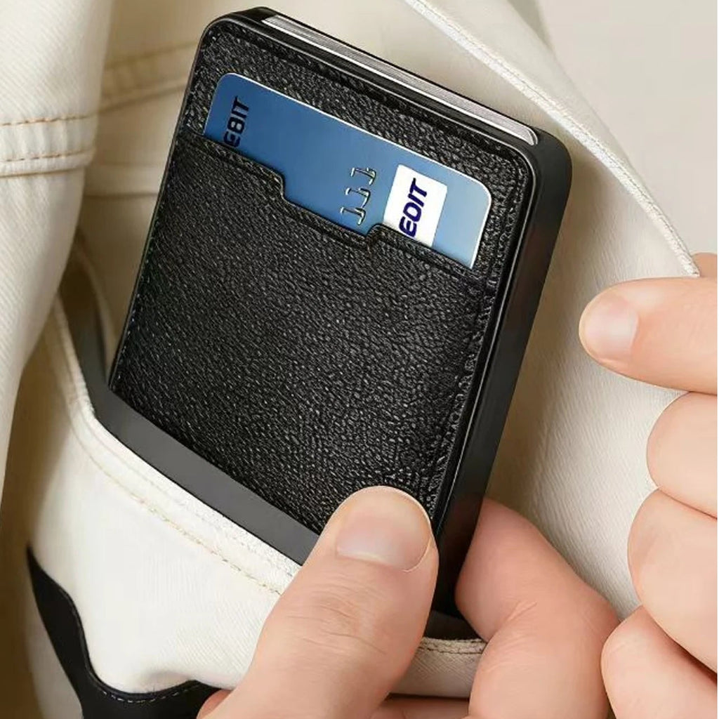 Portefeuille homme compact RFID en aluminium et cuir PU avec porte-cartes automatique — photo 4