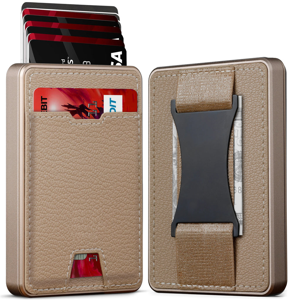 Portefeuille homme compact RFID en aluminium et cuir PU avec porte-cartes automatique — photo 5
