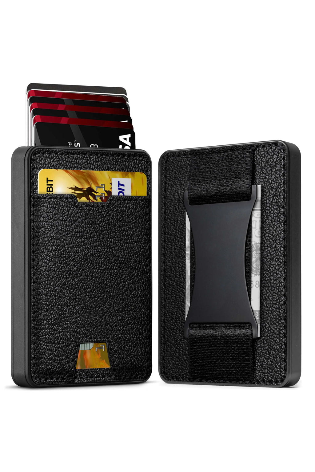 Portefeuille homme compact RFID en aluminium et cuir PU avec porte-cartes automatique — photo 6