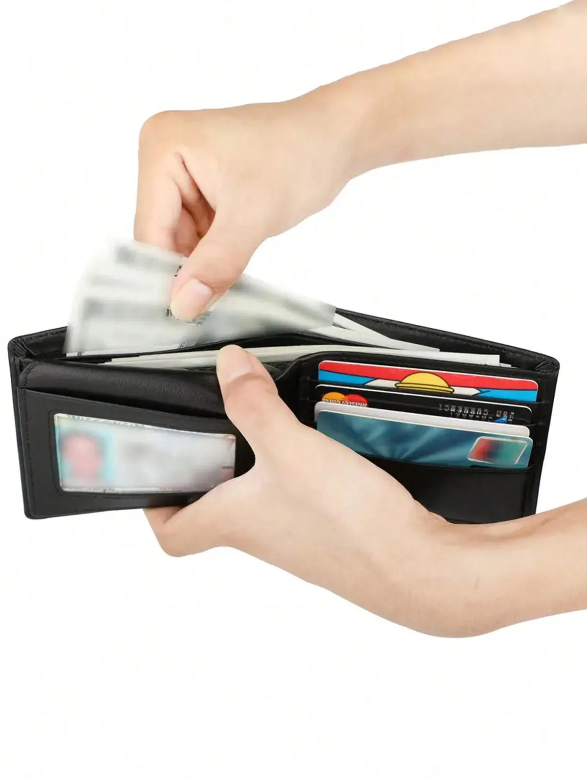 Portefeuille homme bifold en PU avec RFID et double fenêtre carte d’identité — photo 1