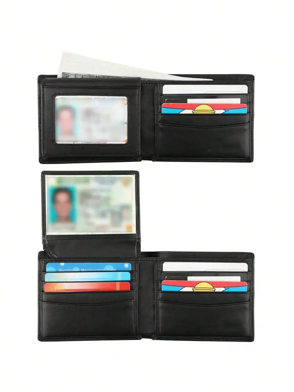 Portefeuille homme bifold en PU avec RFID et double fenêtre carte d’identité — photo 3