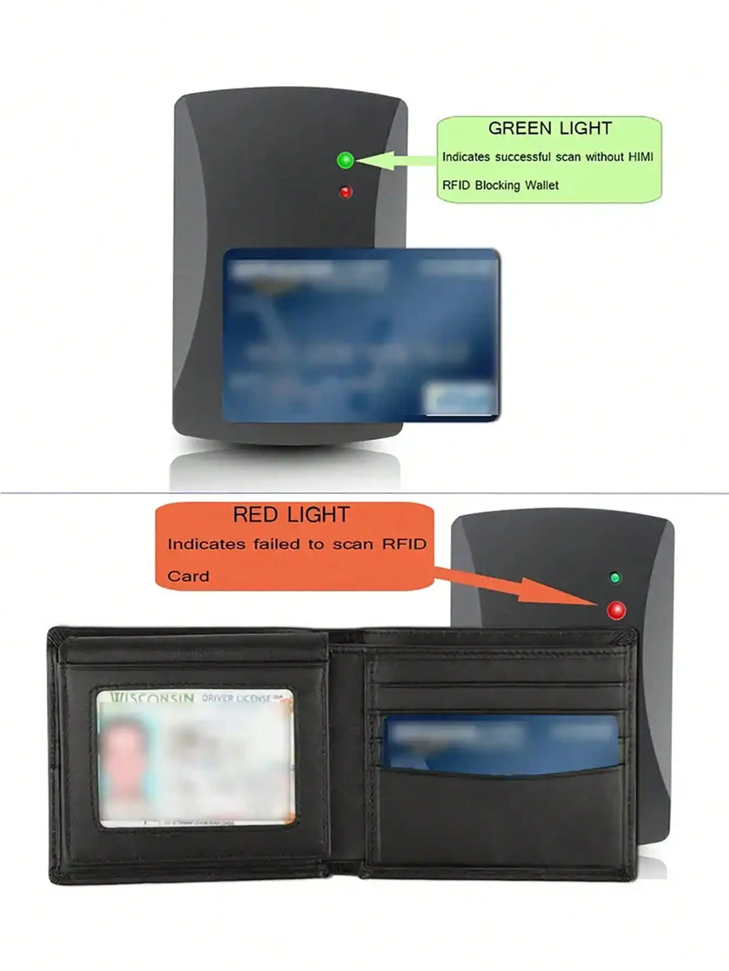 Portefeuille homme bifold en PU avec RFID et double fenêtre carte d’identité — photo 4