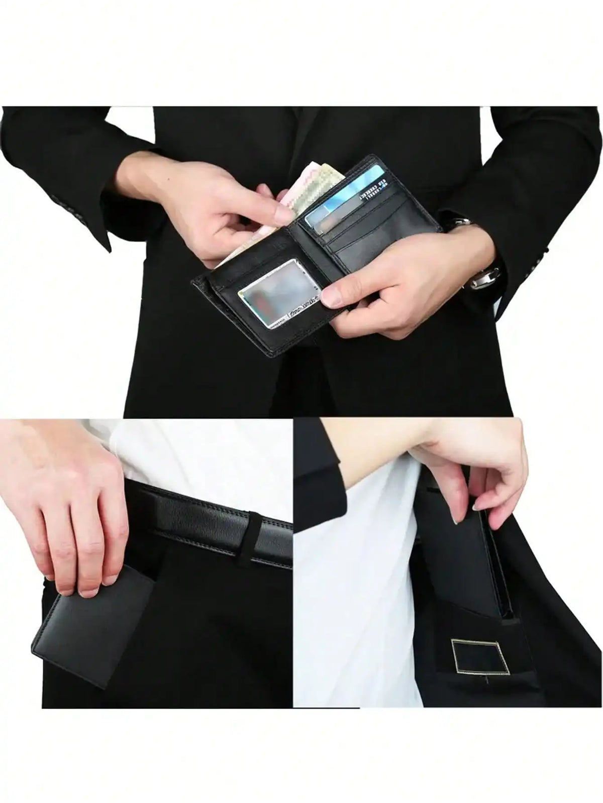 Portefeuille homme bifold en PU avec RFID et double fenêtre carte d’identité — photo 5
