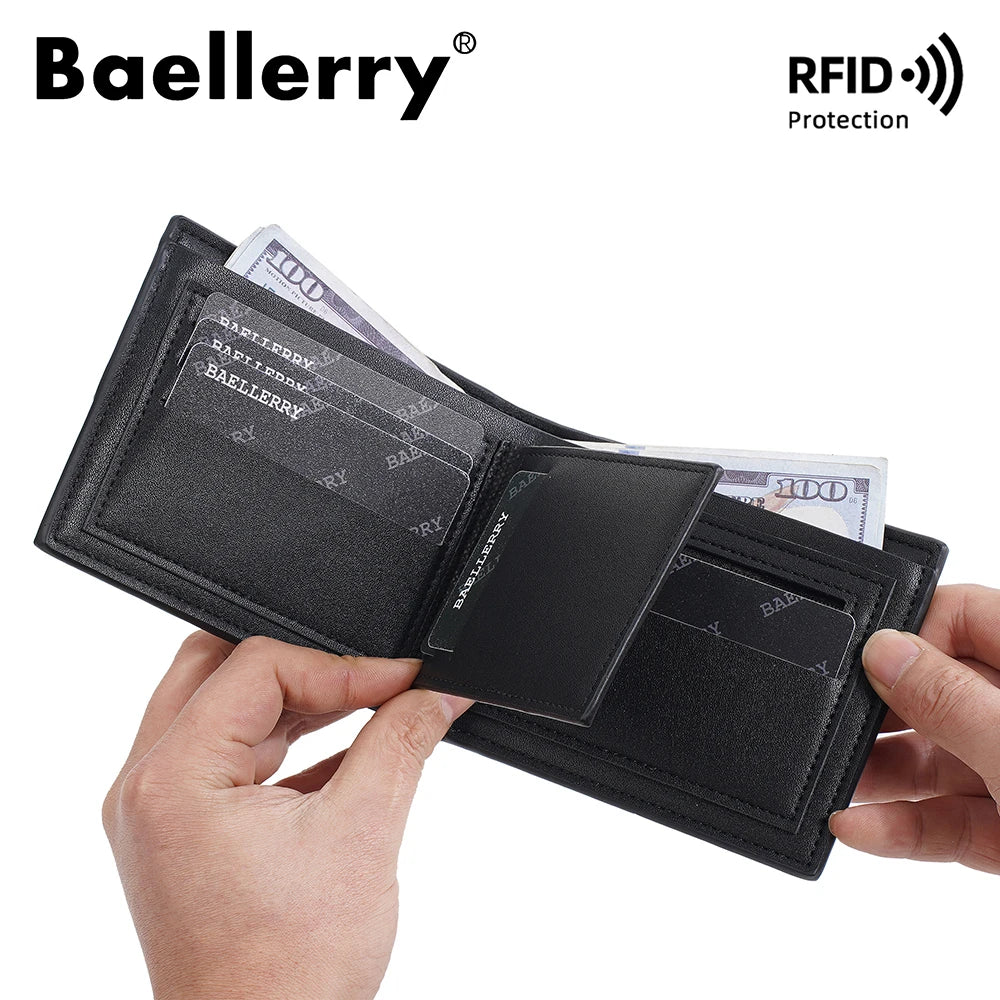 Portefeuille homme bifold en PU avec RFID, porte-monnaie zippé et porte-cartes — photo 2