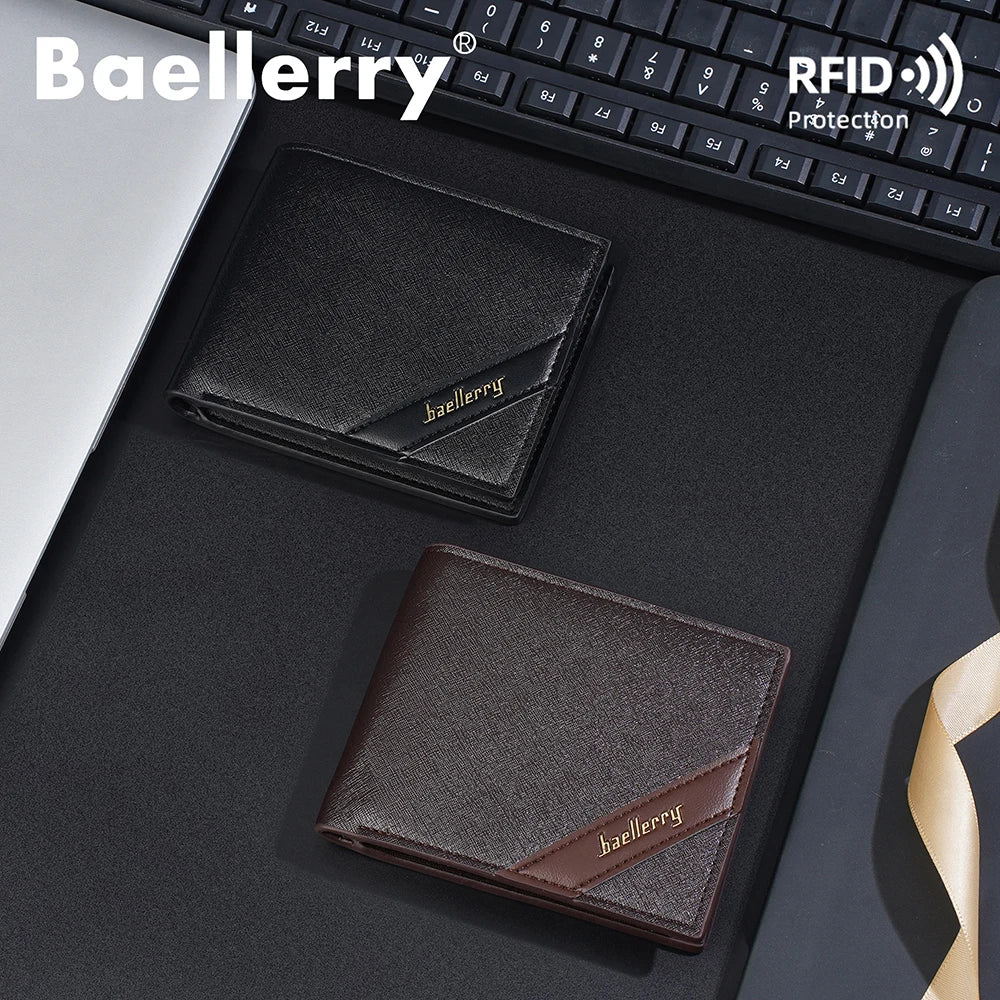 Portefeuille homme bifold en PU avec RFID, porte-monnaie zippé et porte-cartes — photo 4