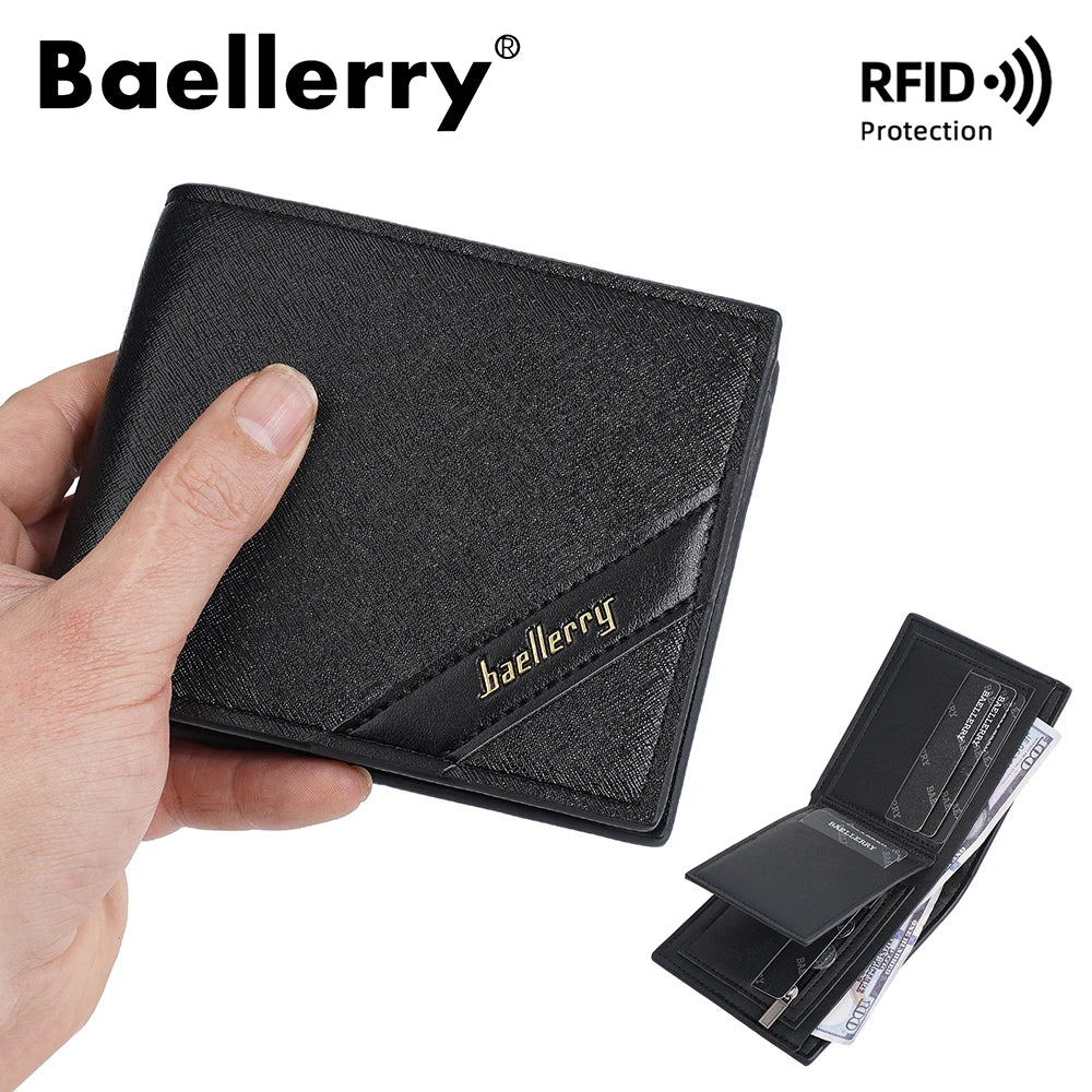 Portefeuille homme bifold en PU avec RFID, porte-monnaie zippé et porte-cartes — photo 6