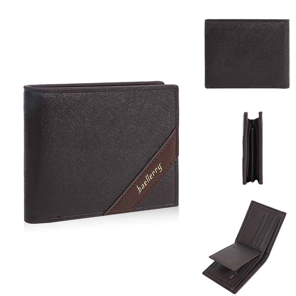 Portefeuille homme bifold en PU avec RFID, porte-monnaie zippé et porte-cartes — photo 7 Image