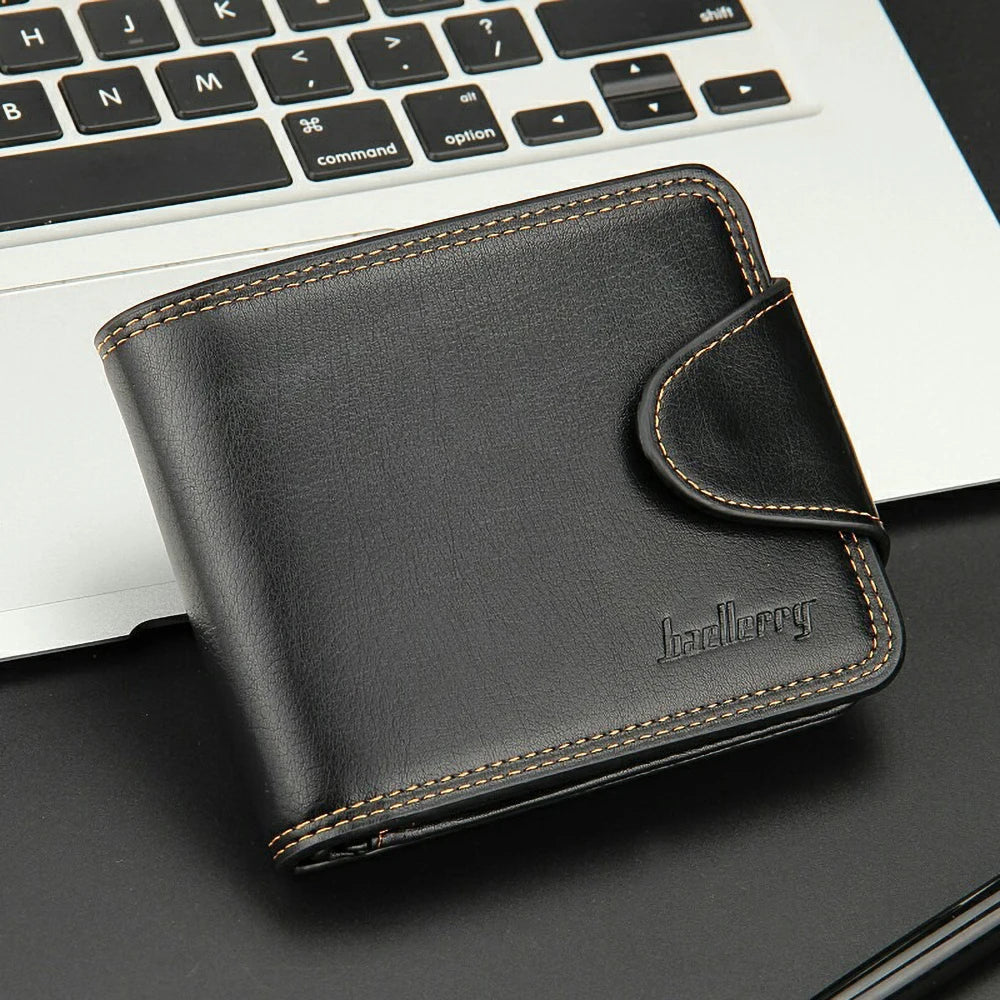 Portefeuille homme compact en PU RFID avec 12+ emplacements cartes et fermeture bouton — photo 1