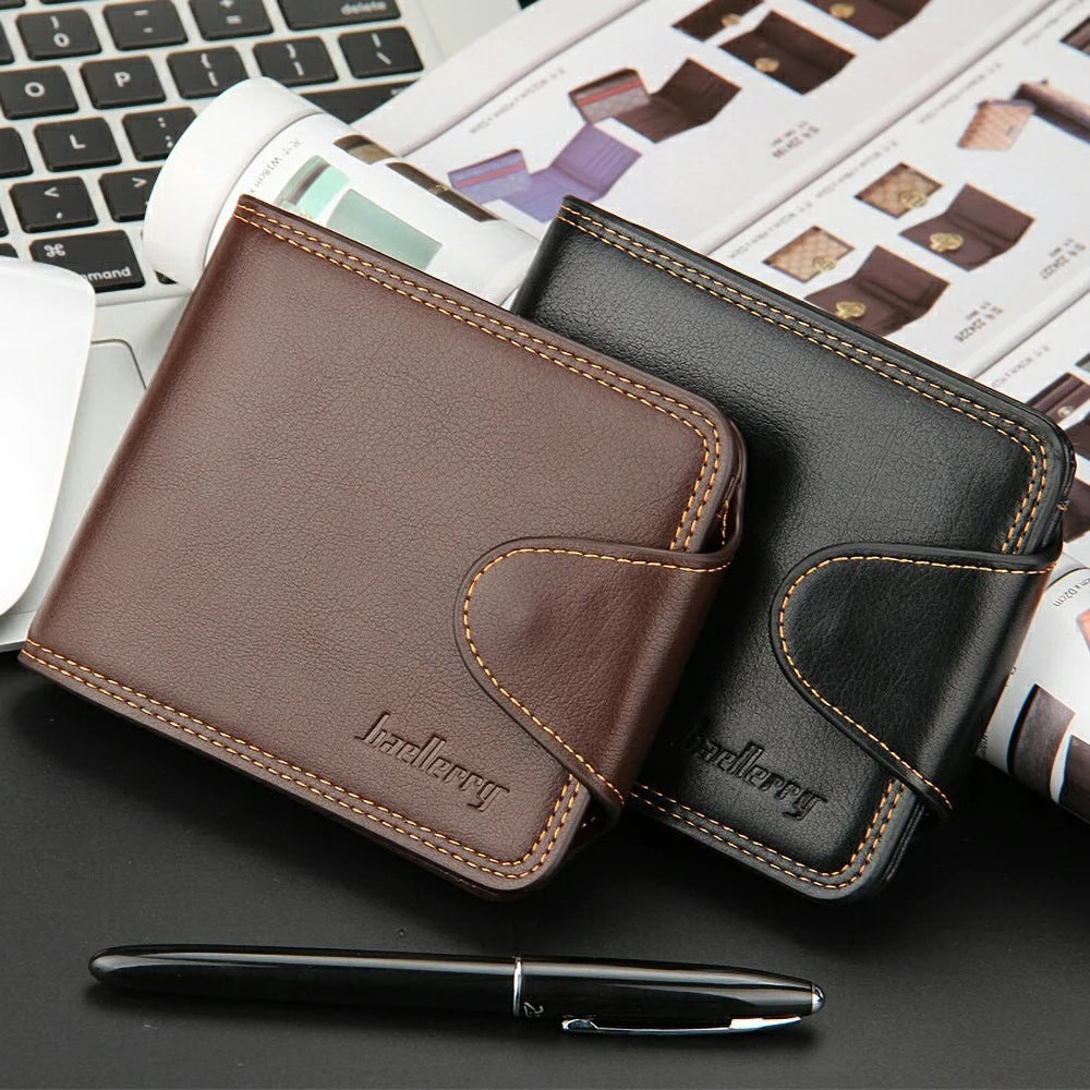 Portefeuille homme compact en PU RFID avec 12+ emplacements cartes et fermeture bouton — photo 2