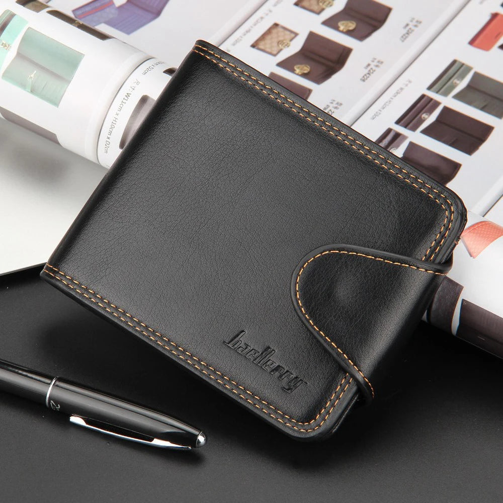 Portefeuille homme compact en PU RFID avec 12+ emplacements cartes et fermeture bouton — photo 3