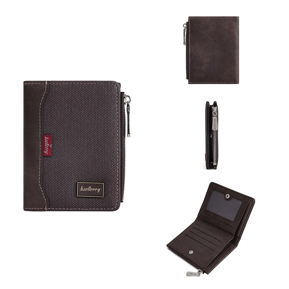 Portefeuille homme compact en cuir PU vintage avec zip, RFID et porte-cartes multifonction — photo 7
