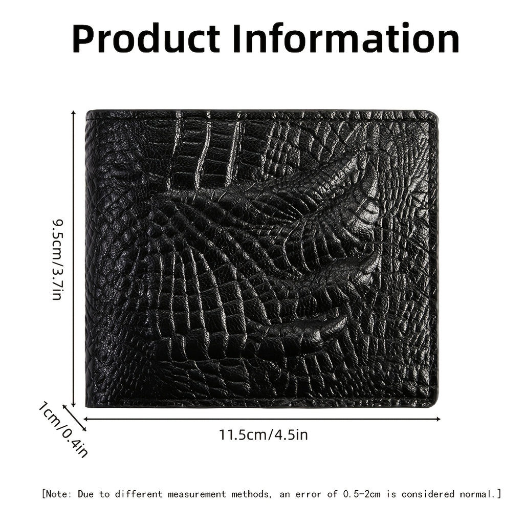 Portefeuille homme extra plat 1 cm, similicuir motif crocodile