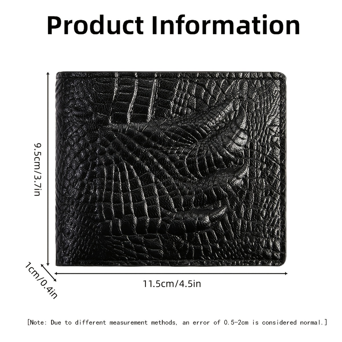 Portefeuille homme extra plat 1 cm, similicuir motif crocodile