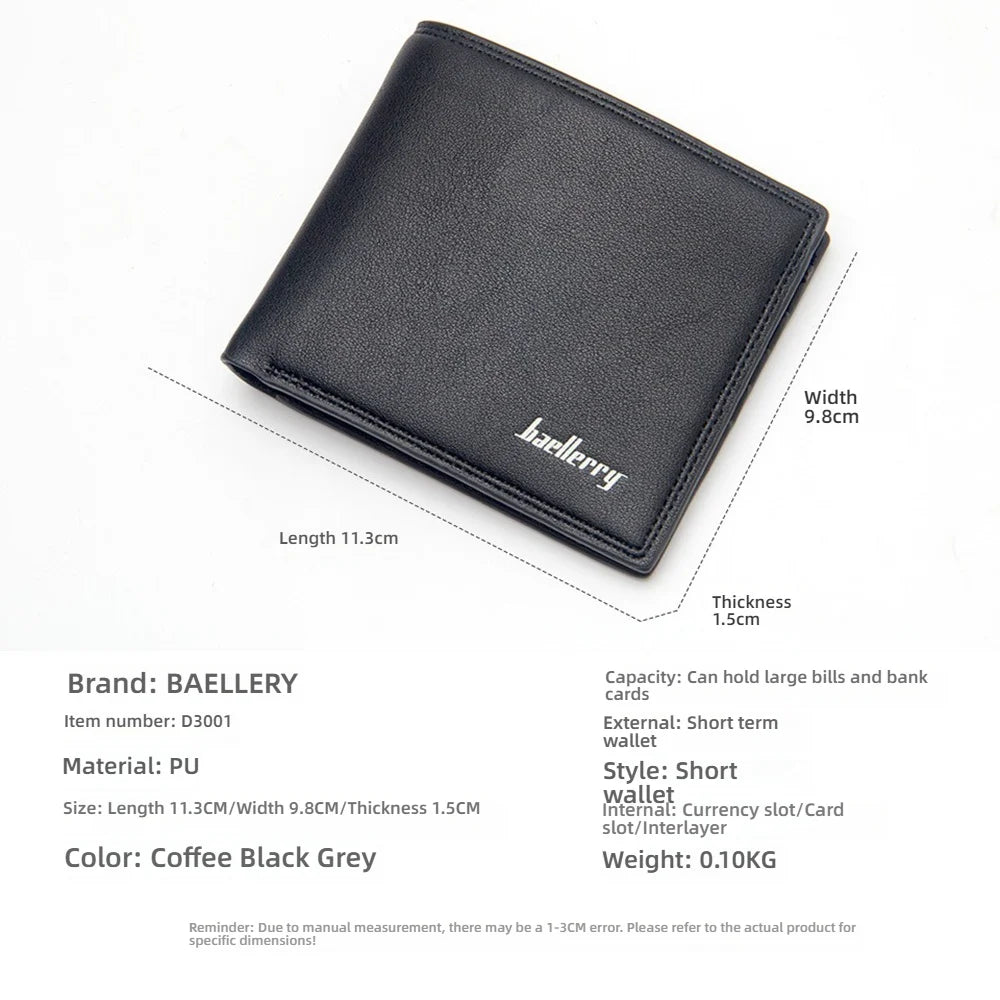 Portefeuille court pour homme en cuir PU souple et minimaliste — photo 7