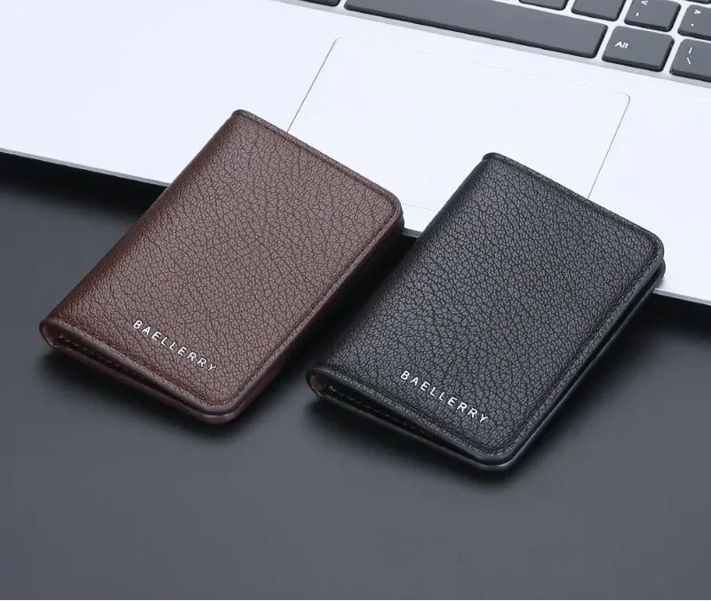 Portefeuille homme compact en cuir PU slim avec porte-cartes et compartiments intégrés — photo 1