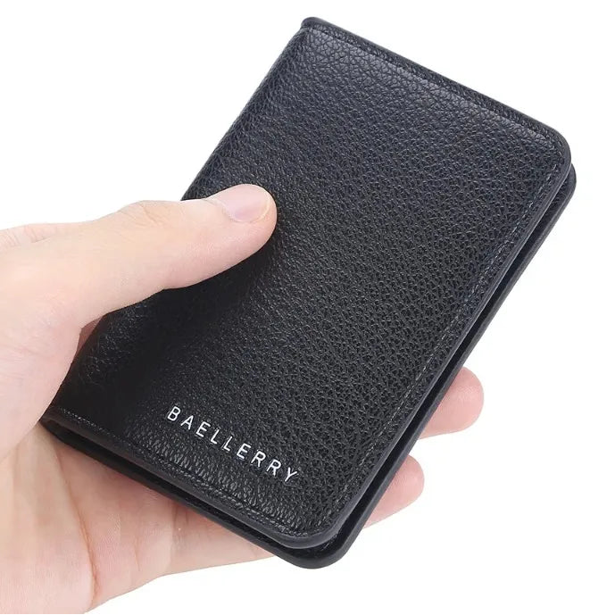 Portefeuille homme compact en cuir PU slim avec porte-cartes et compartiments intégrés — photo 2