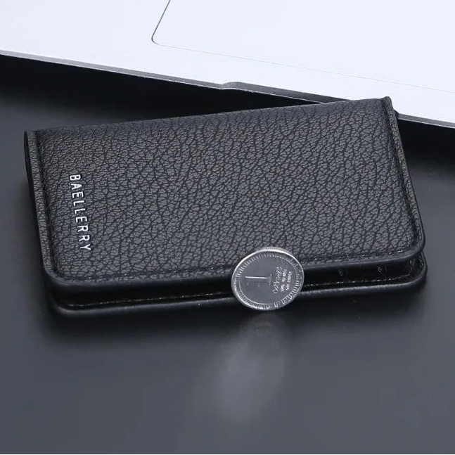 Portefeuille homme compact en cuir PU slim avec porte-cartes et compartiments intégrés — photo 6
