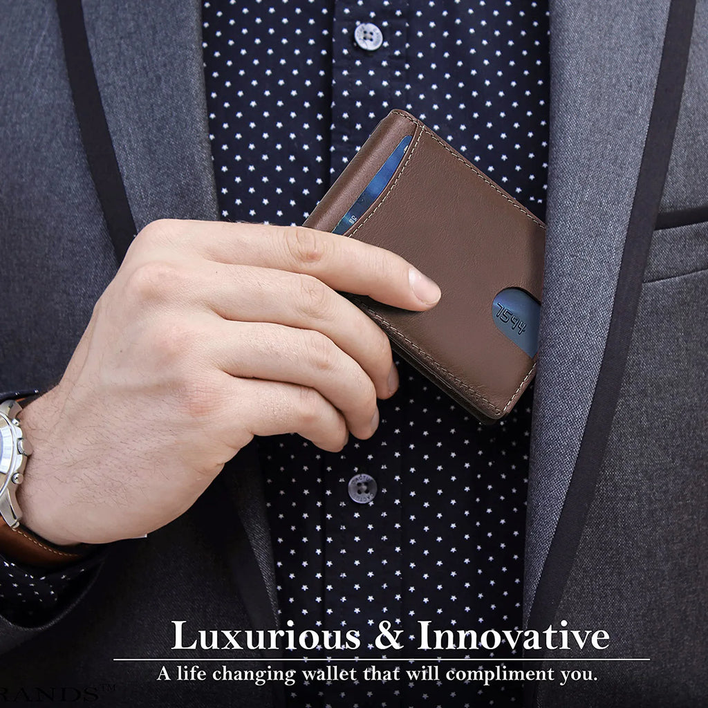 Portefeuille homme slim en cuir microfibre avec clip billets et protection RFID — photo 1
