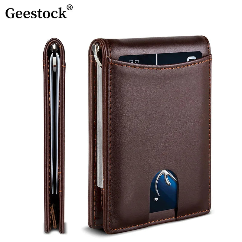 Portefeuille homme slim en cuir microfibre avec clip billets et protection RFID — photo 3