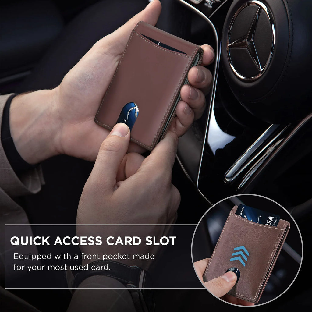 Portefeuille homme slim en cuir microfibre avec clip billets et protection RFID — photo 5