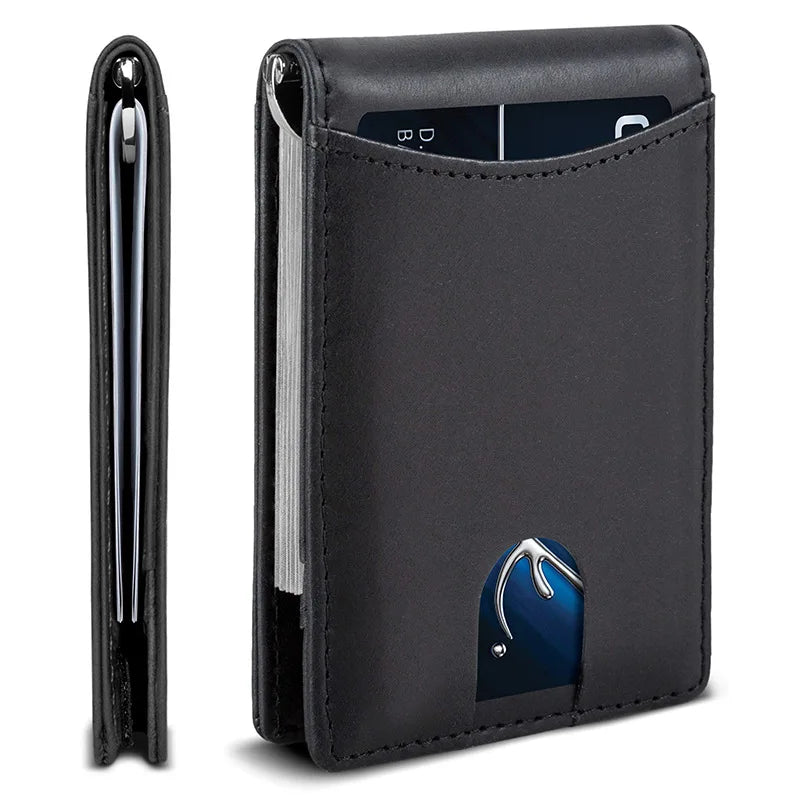 Portefeuille homme slim en cuir microfibre avec clip billets et protection RFID — photo 7