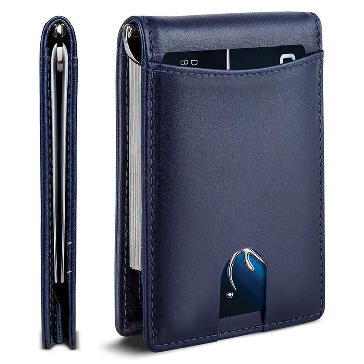 Portefeuille homme slim en cuir microfibre avec clip billets et protection RFID — photo 8