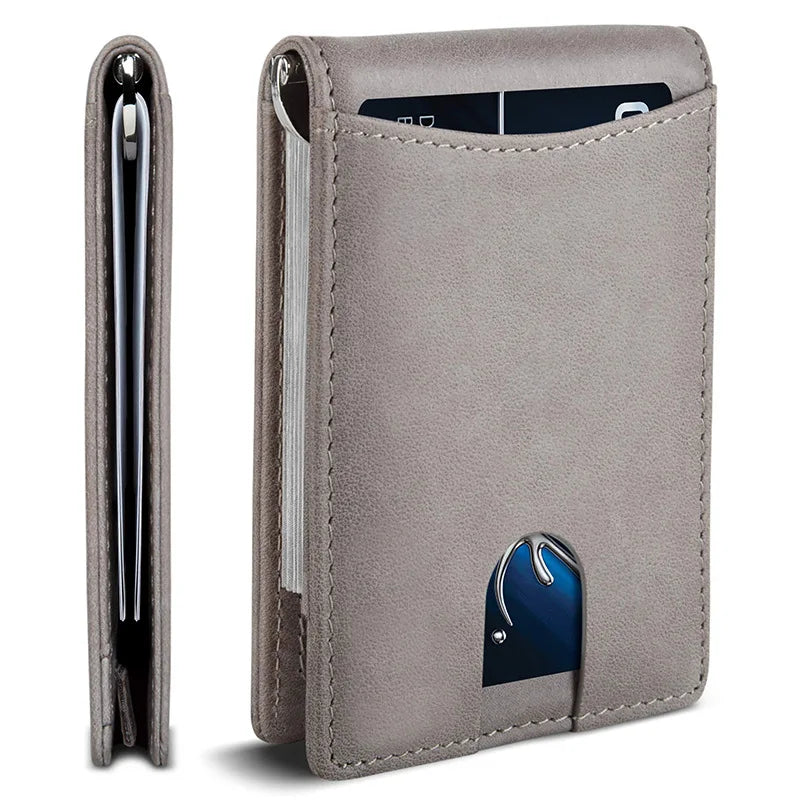 Portefeuille homme slim en cuir microfibre avec clip billets et protection RFID — photo 9