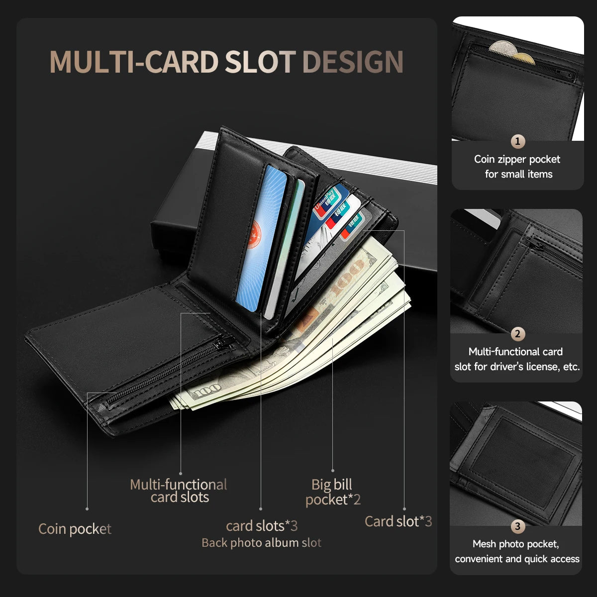 Portefeuille business en cuir PU premium avec protection RFID — photo 2
