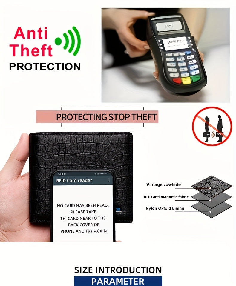 Portefeuille homme anti-RFID, format horizontal ou vertical
