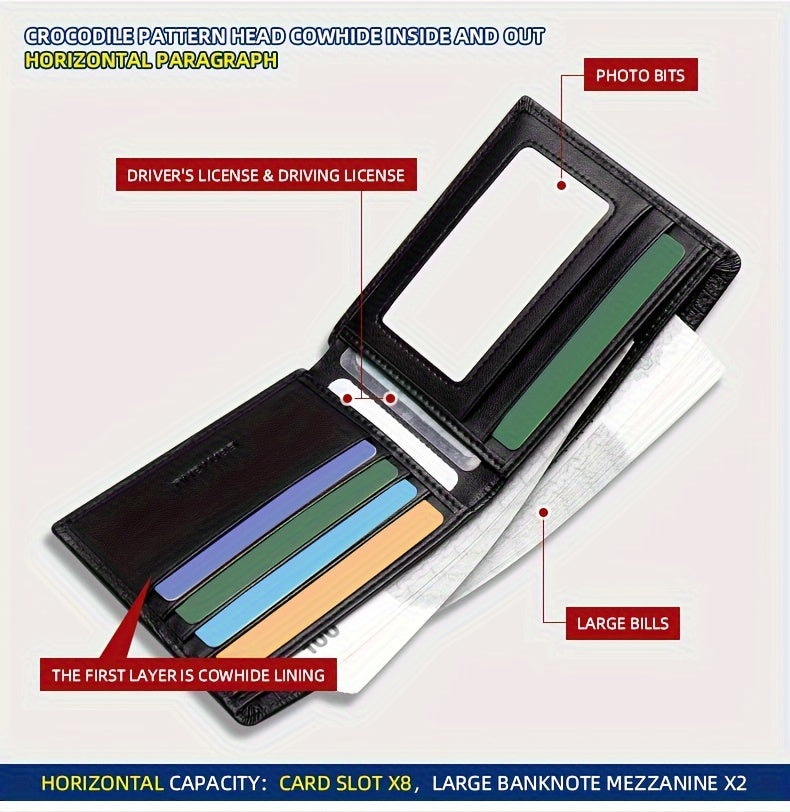Portefeuille homme anti-RFID, format horizontal ou vertical