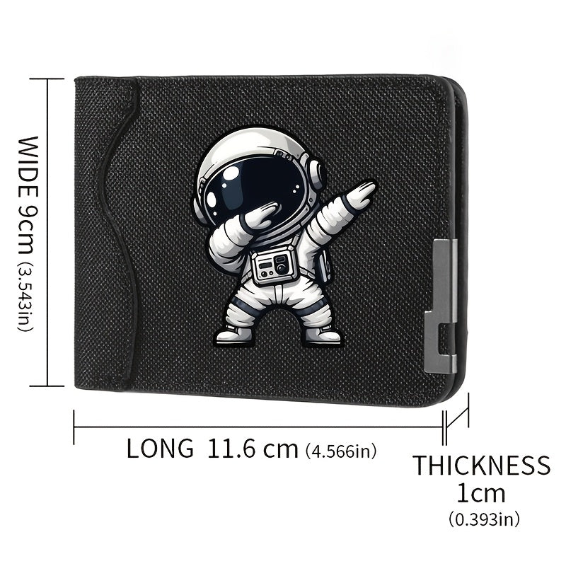 Portefeuille homme en toile motif astronaute, pince à billets